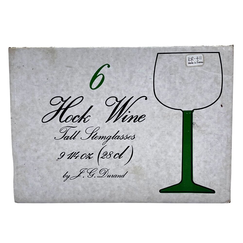 Vintage 6 Luminarc Hock Wine Tall Stem Glasses 9 1/4 Oz J.G. Durand France ARC - Picture 10 of 16